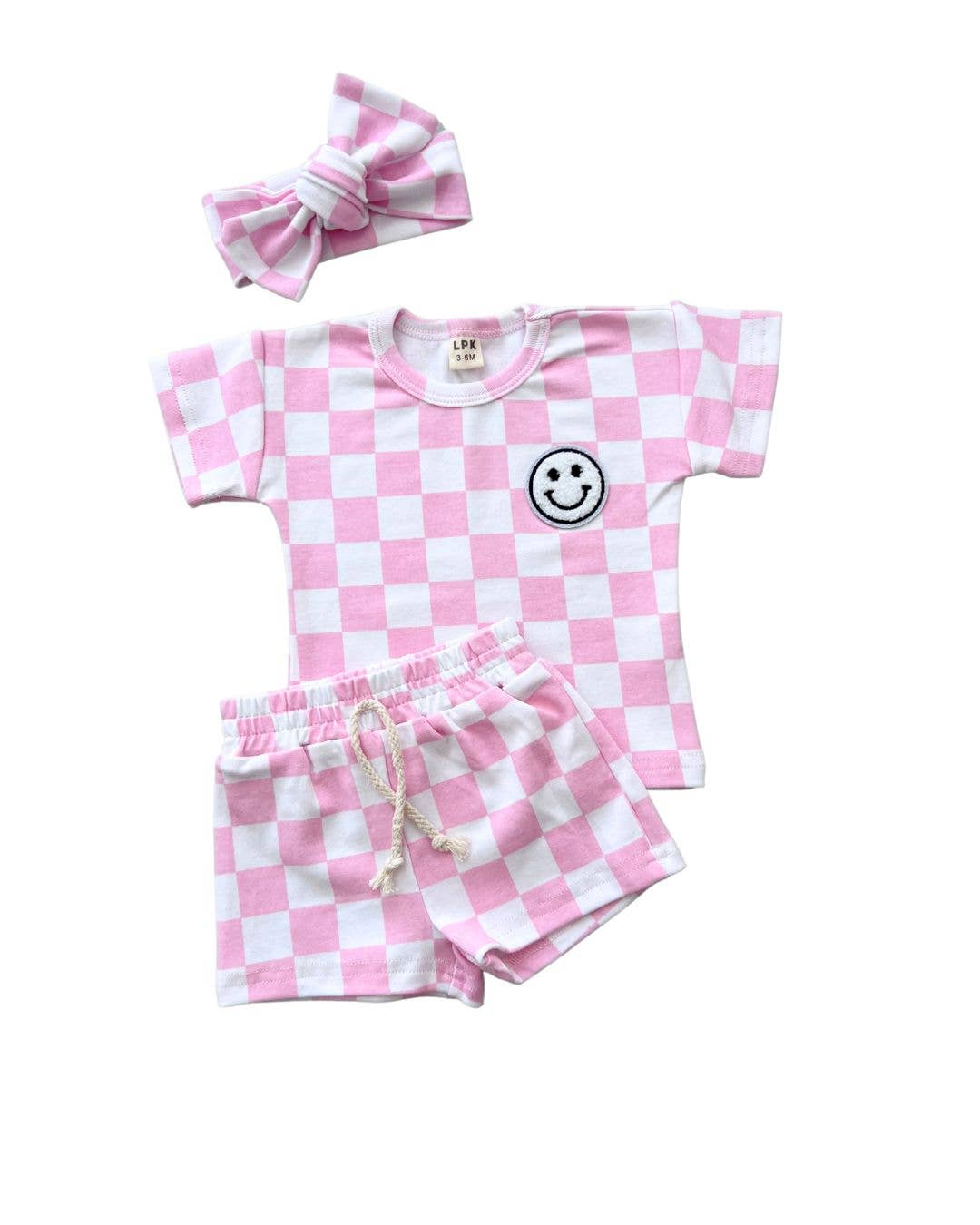 Checkered Shorts Set | Pink