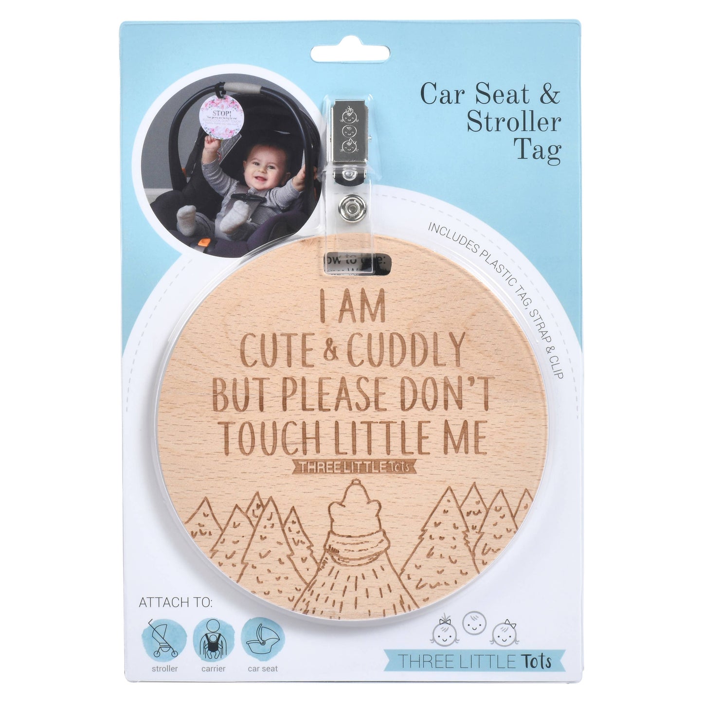 Wooden Cute & Cuddly Please Don't Touch Car Seat Tag