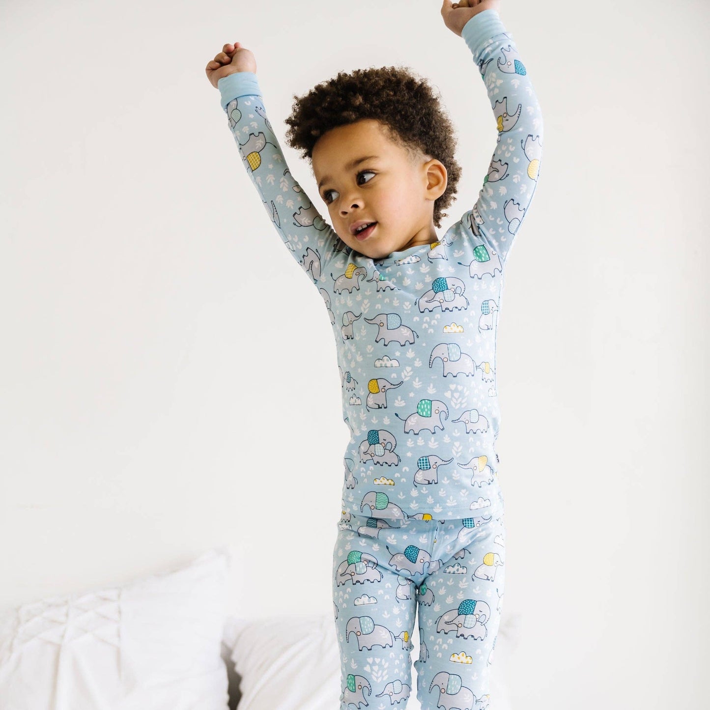 Blue Elephant Snuggles Two-Piece Bamboo Viscose Pajama Set