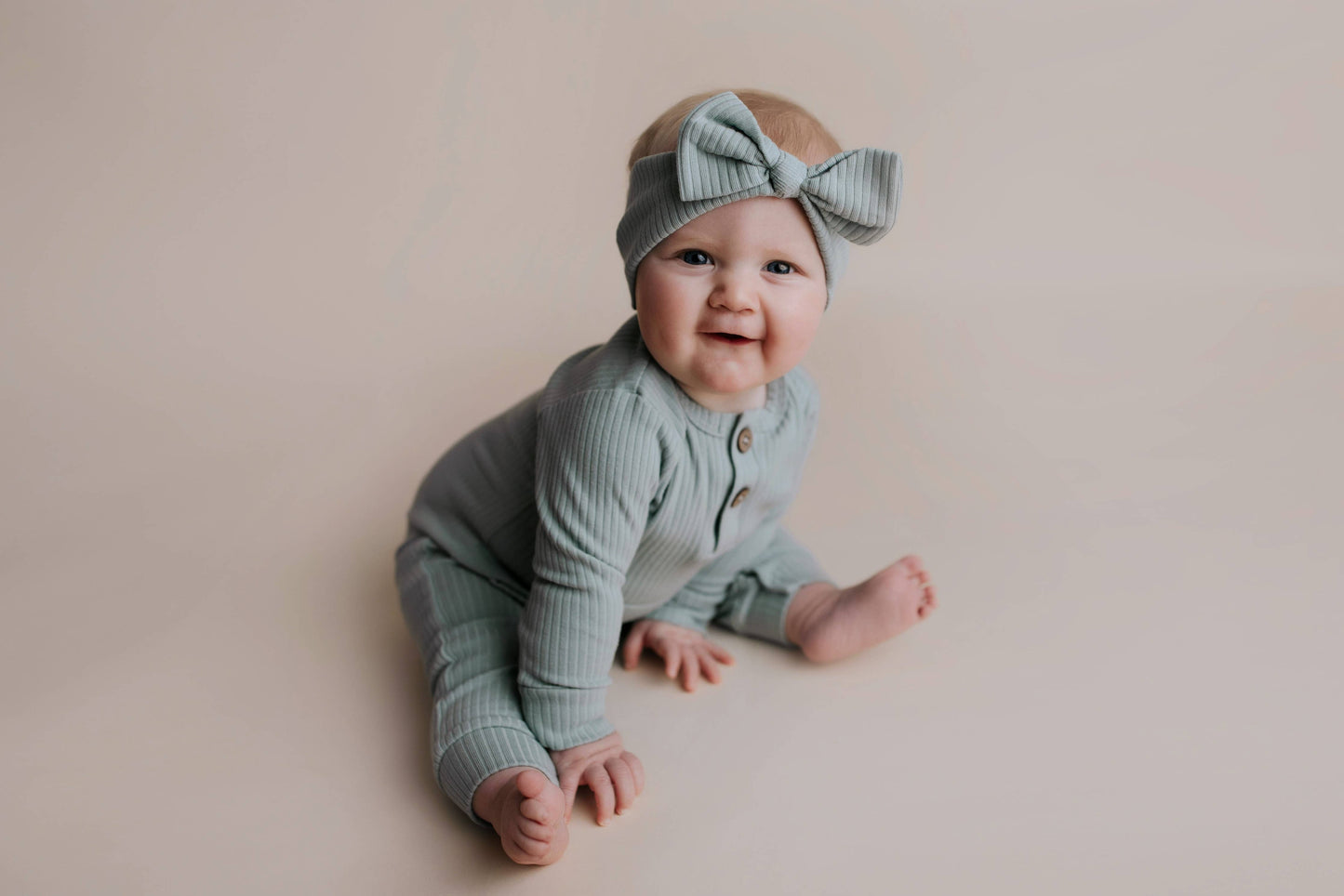 Baby Ribbed Playsuit with Pockets and Bow