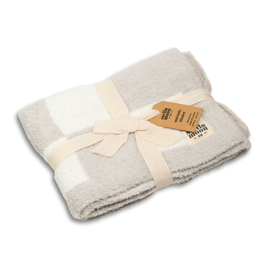 Luxe Checkered Mini Baby Blanket in Grey