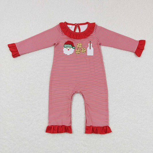 Baby Infant Girls Christmas Santa Cookie Long Sleeve Rompers