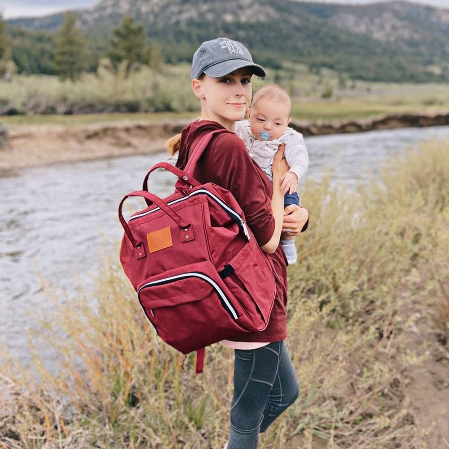 Original Diaper Backpack with Changing Pad (Wine Red)