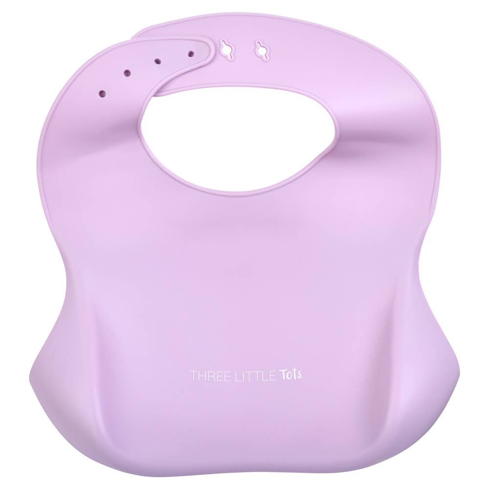 Lilac Print Silicone Bib with Crumb Catcher