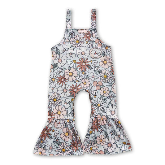 Sleeveless floral bell bottom baby girls jumpsuit