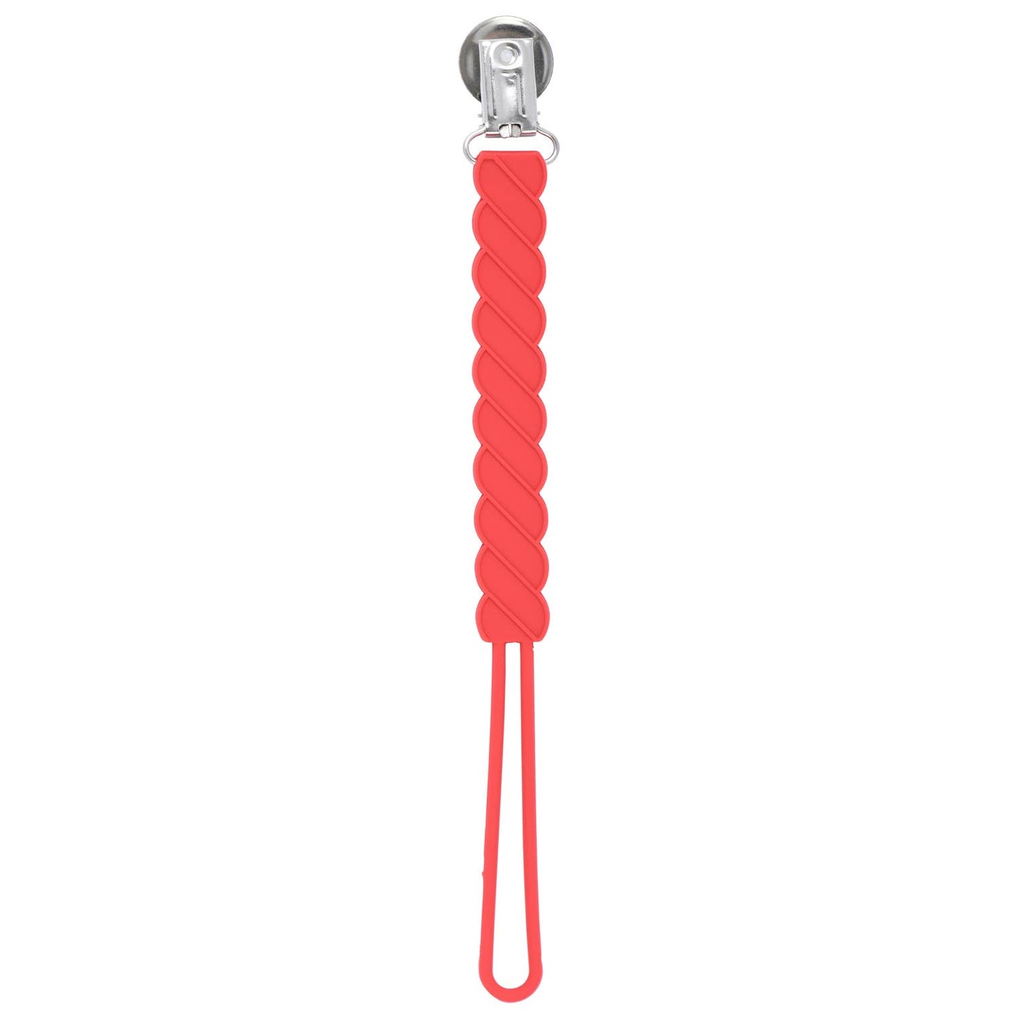 Twist Red All Silicone Modern Pacifier Clip