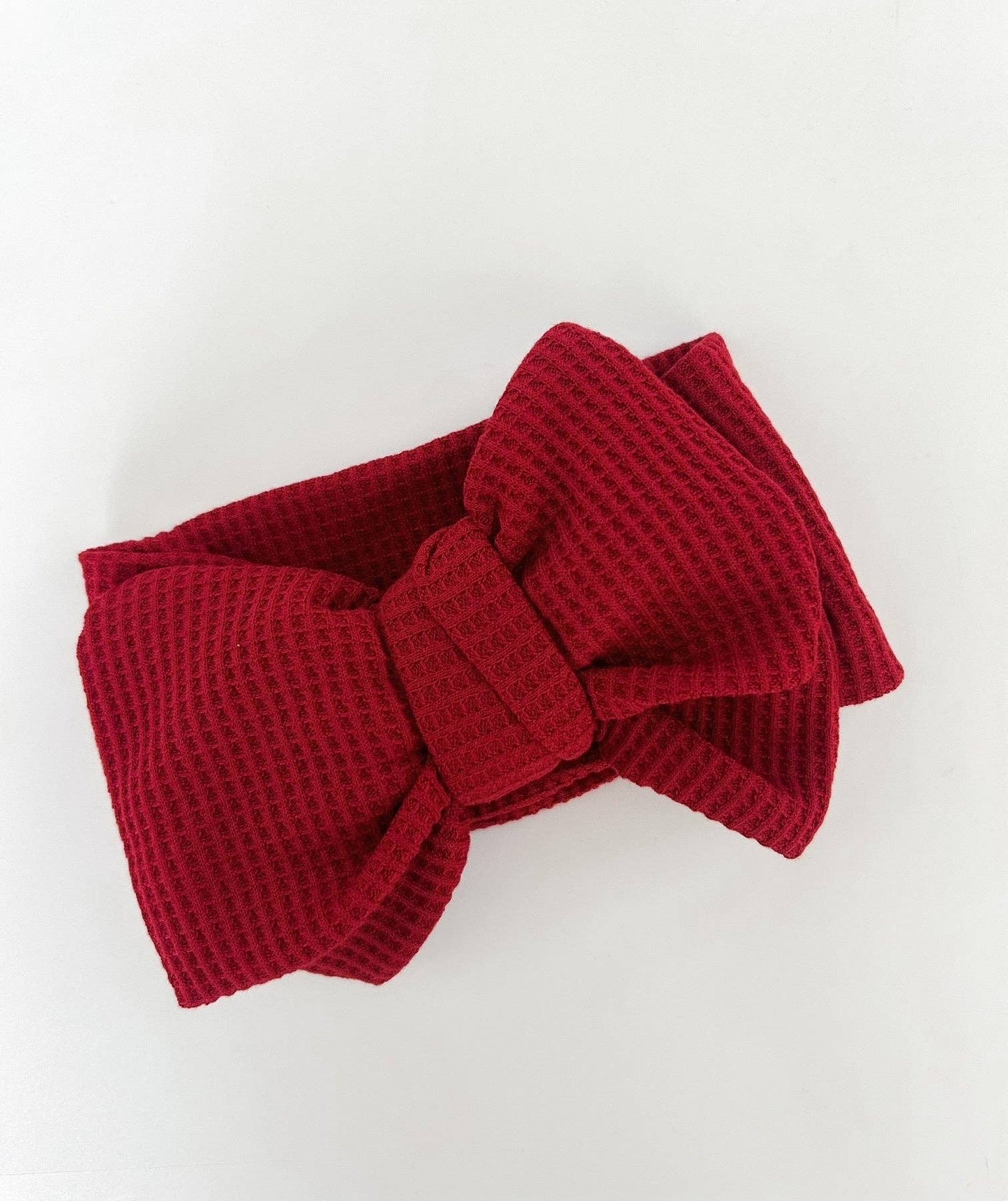 CHUNKY WAFFLE BOW HEADBAND - CHRISTMAS RED