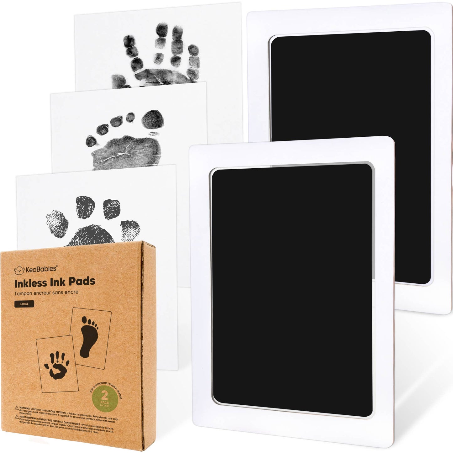 2Pk Inkless Ink Pad, Baby Footprint Kit, Dog Paw Print Kit