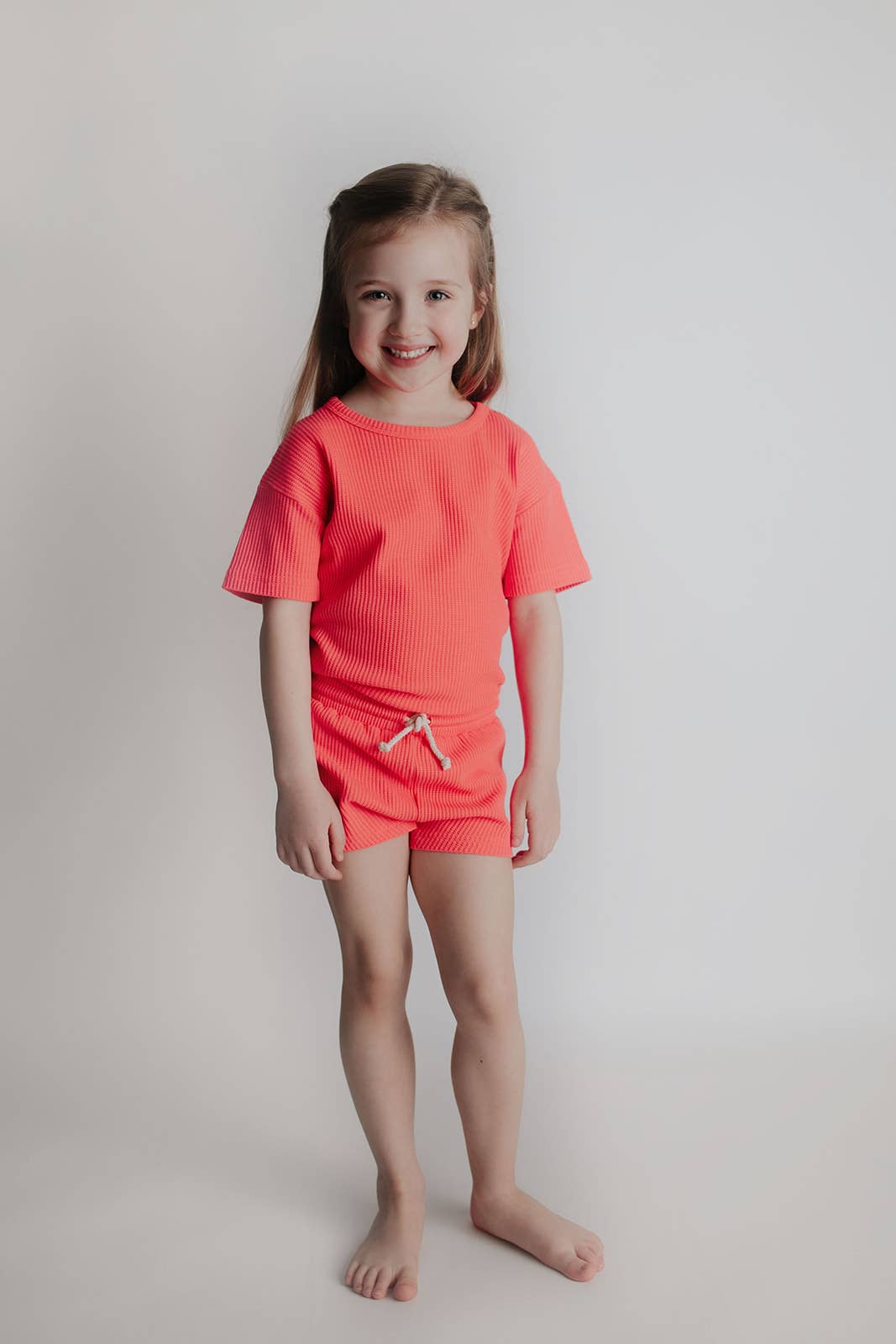 Hot Neon Pink Barbie Summer Waffle Toddler Top & Bottom Set