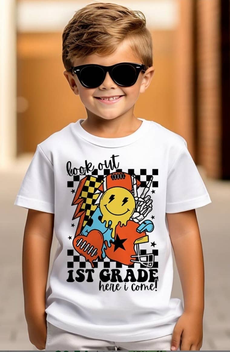 Look out grade here i come kids graphic tee