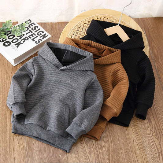 Toddler Boy/Girl Solid Color Textured Hoodie Sweatshirt