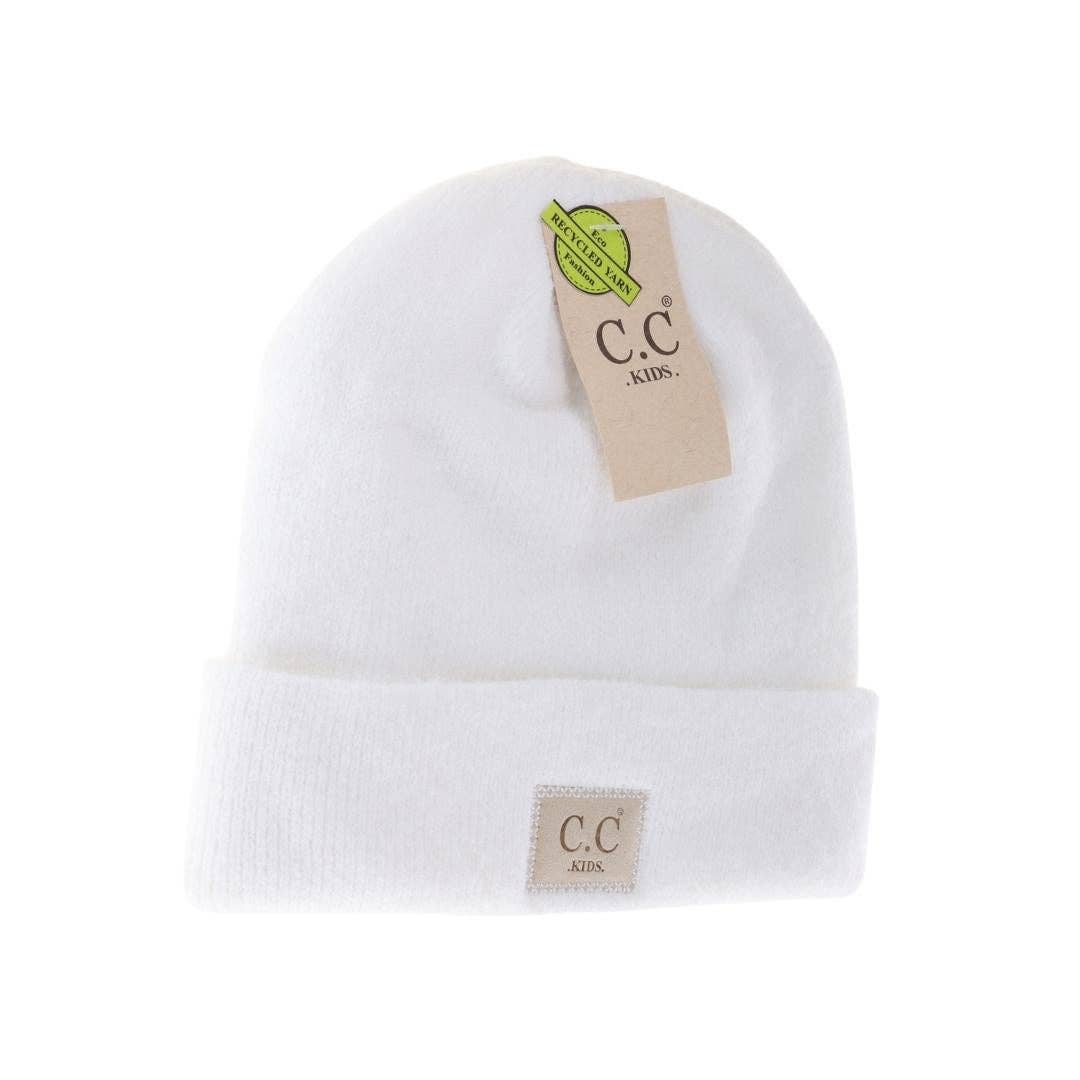 Kids' Soft Ribbed Leather Patch C.C. Beanie