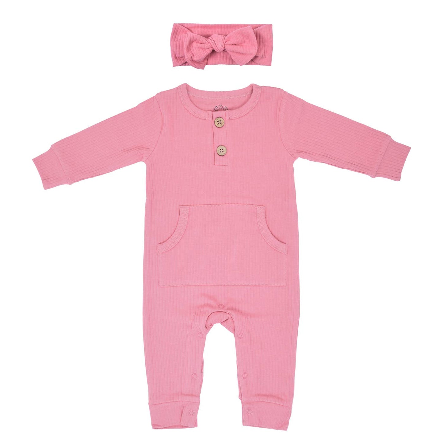 Baby Ribbed Playsuit with Pockets and Bow