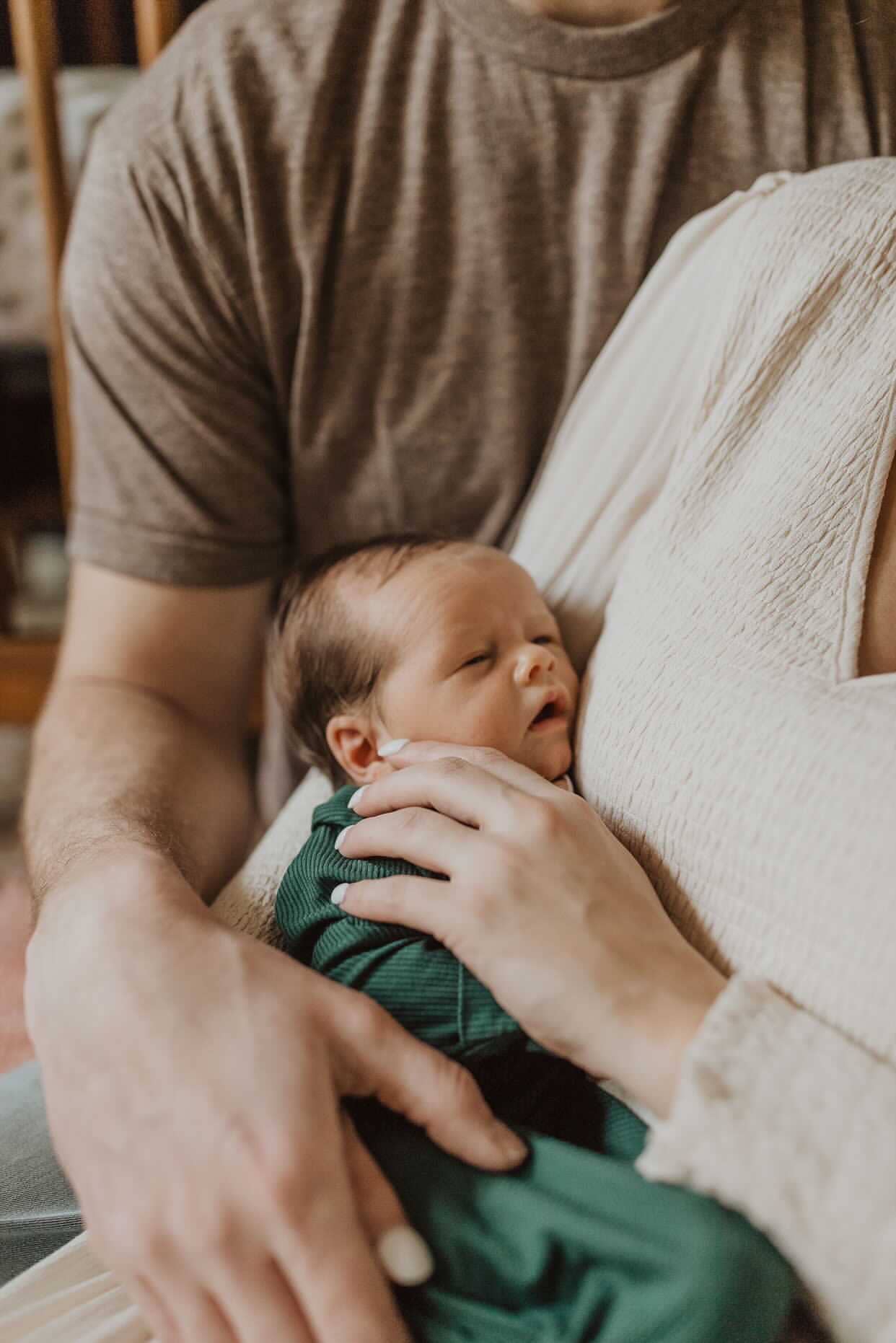 Forest Green Ribbed Knotted Newborn Baby Gown Sleepwear