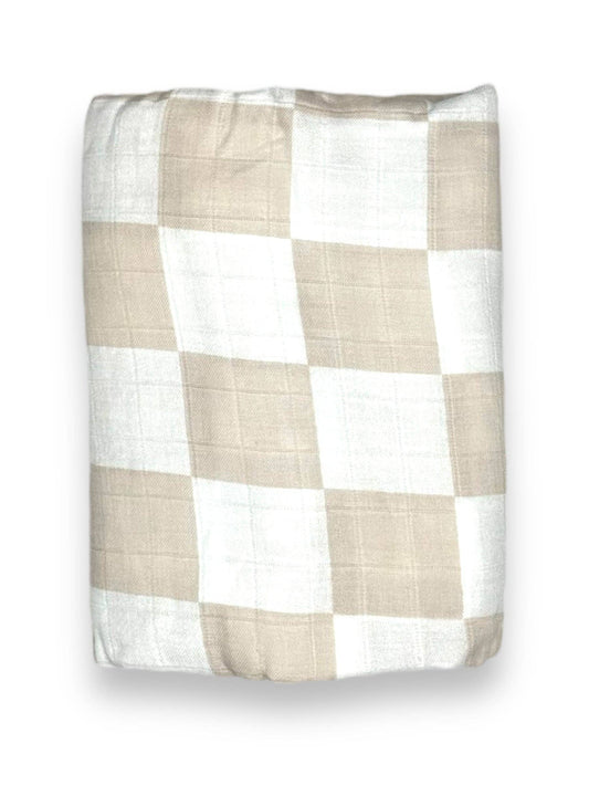 Muslin Swaddle, Big Checkered Creme