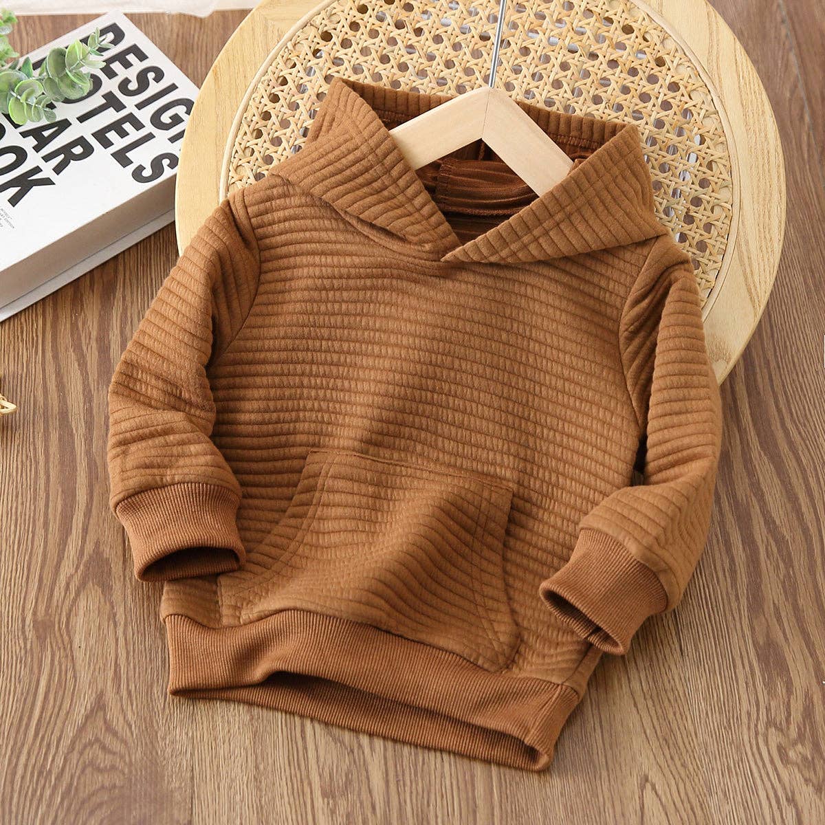 Toddler Boy/Girl Solid Color Textured Hoodie Sweatshirt