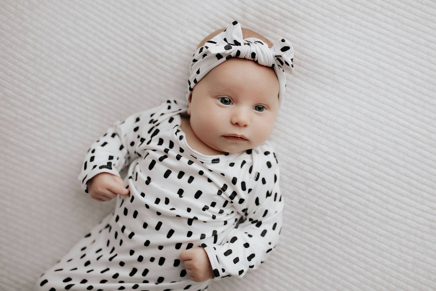 Black & White Poka Dot Knotted Gown