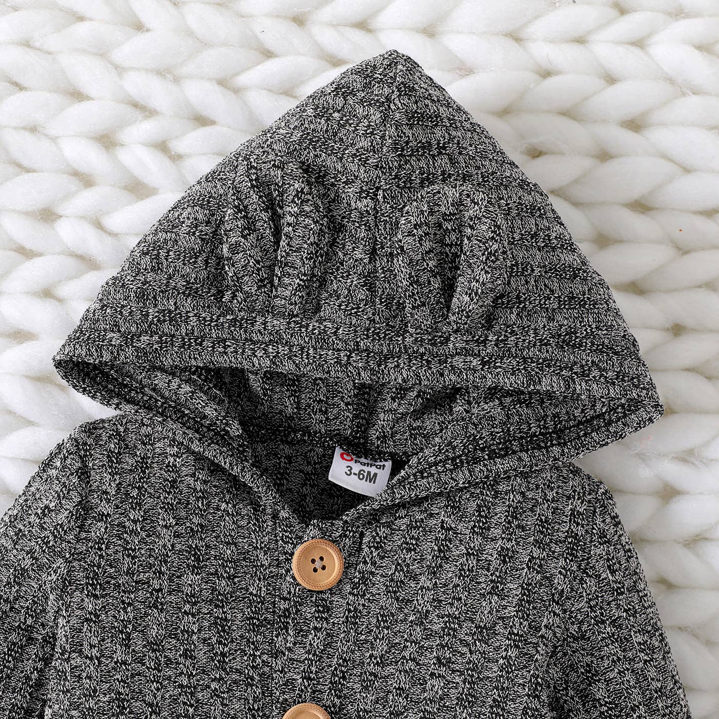 Baby Boy Heathered 3D Ears Hooded Button Down Jumpsuit