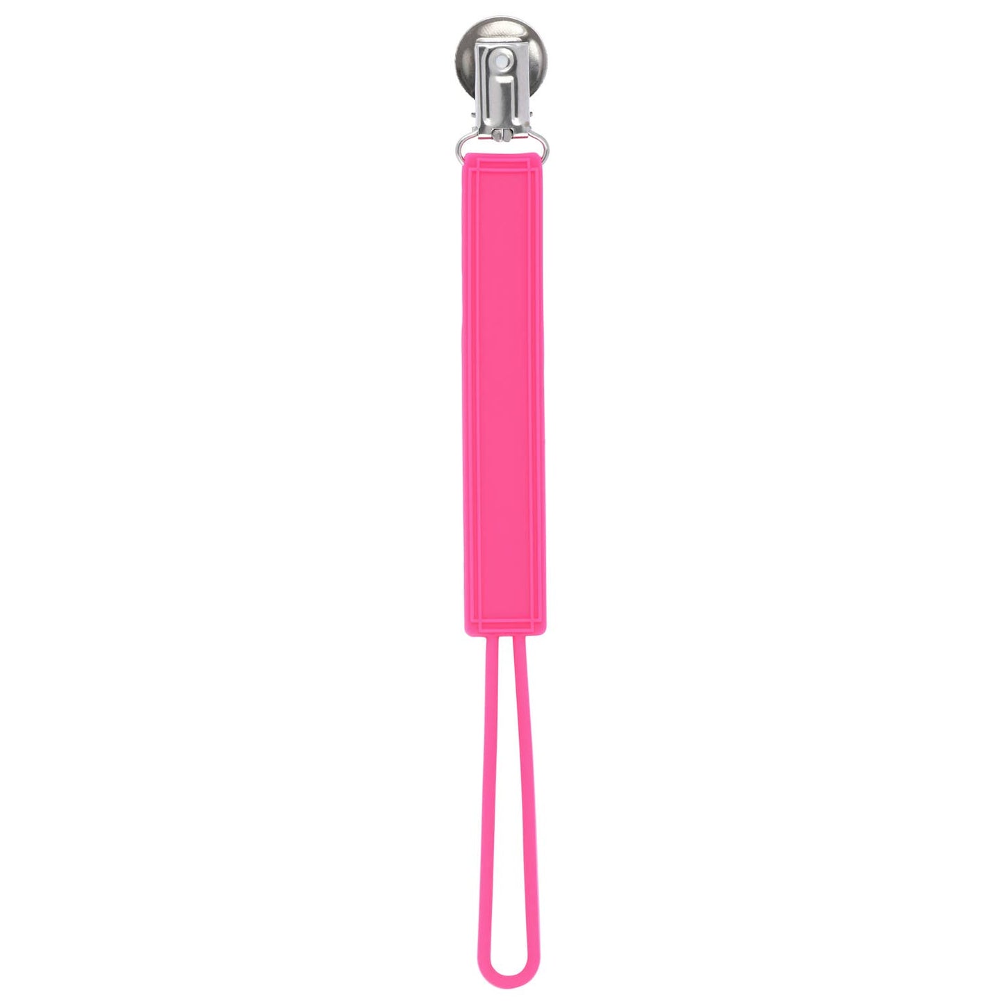 Classic Hot Pink All Silicone Modern Pacifier Clip