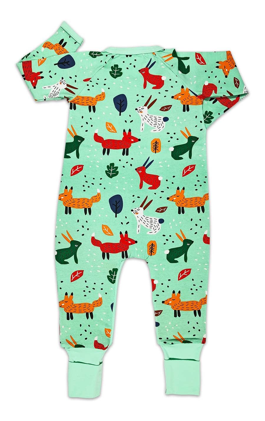 Foxes, Green Baby Pajamas