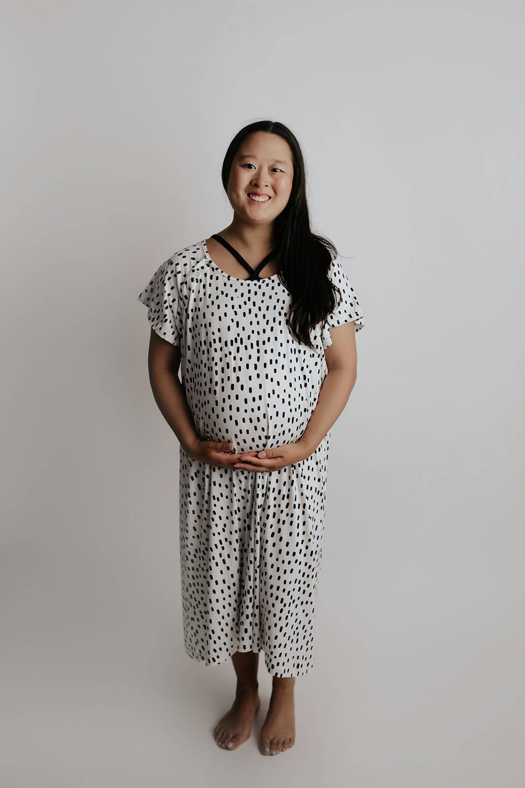 Dot Maternity Mommy Labor and Delivery/ Nursing Gown