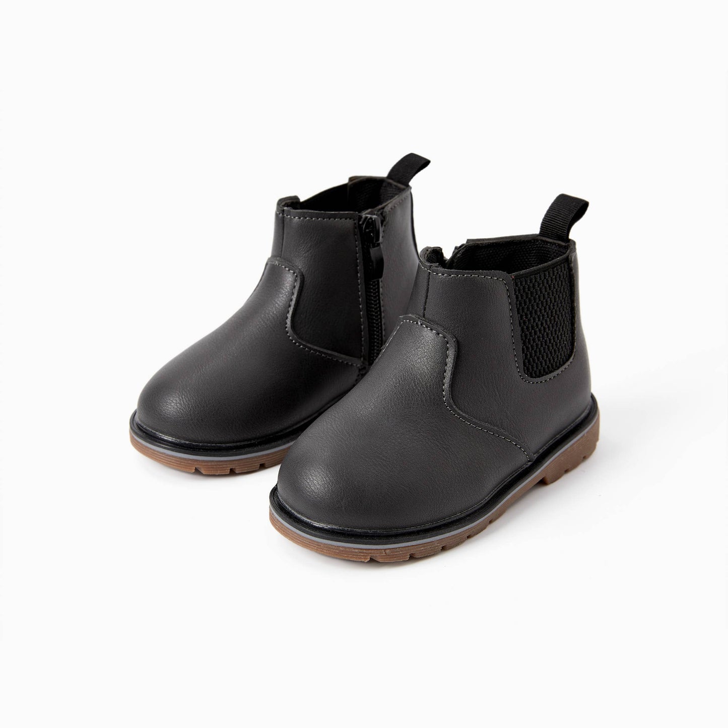 Kids' Spandex PU Leather Boots with Zipper - Solid Color