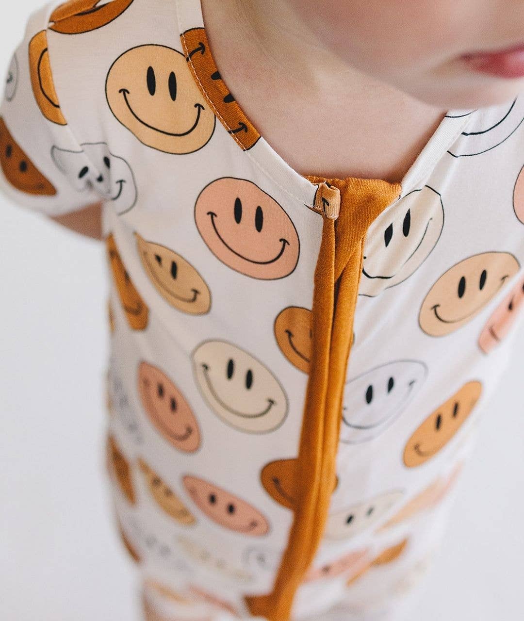 Smiley Bamboo Baby Clothing Short Romper | Copper