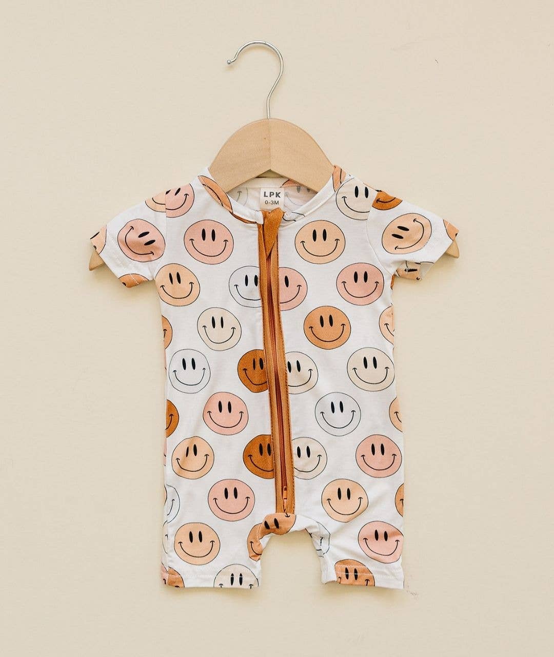 Smiley Bamboo Baby Clothing Short Romper | Copper