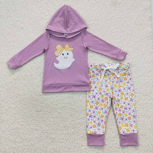 Baby Girls Halloween Ghost Hoodie Floral Pants Clothes Sets