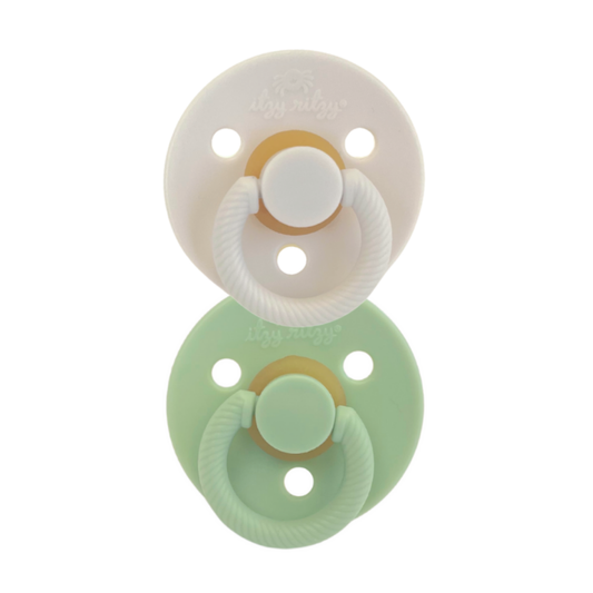 *PROMO* Itzy Soother Mint/White Natural Rubber Pacifiers