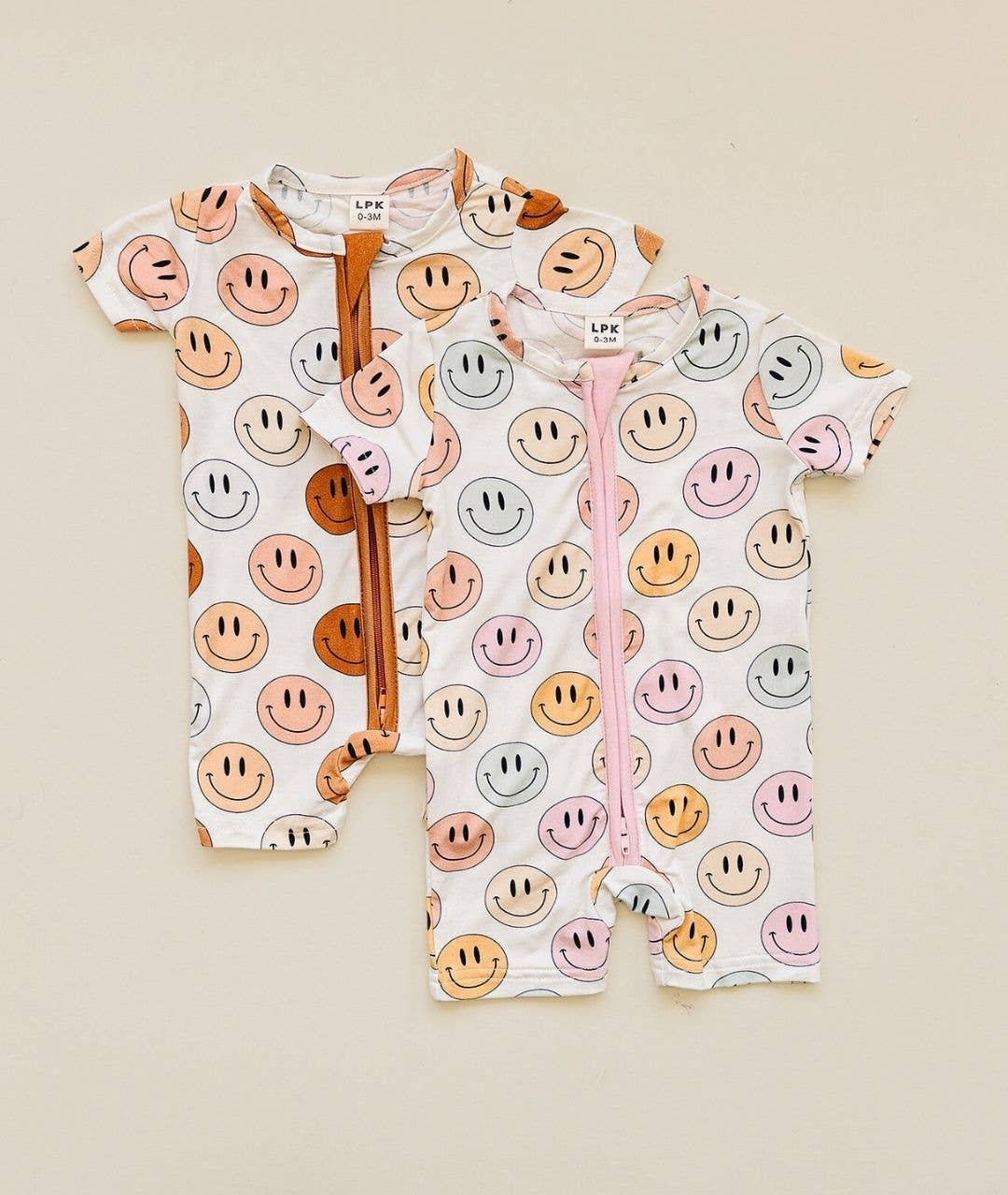 Smiley Bamboo Baby Clothing Short Romper | Pink