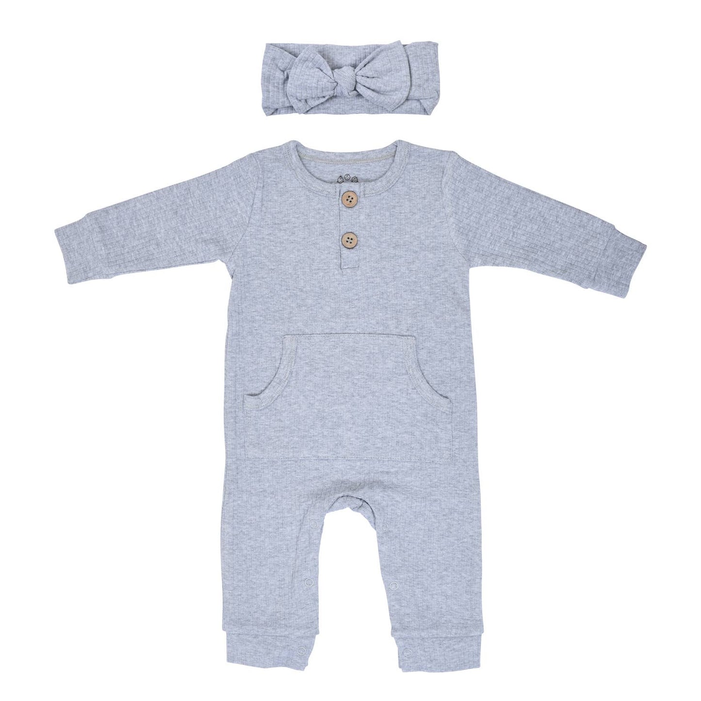 Baby Ribbed Playsuit with Pockets and Bow