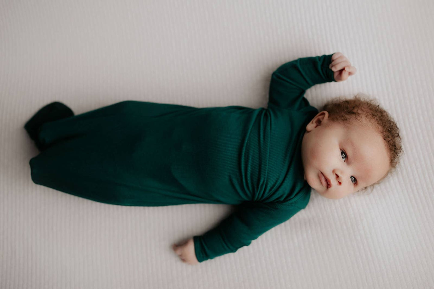 Forest Green Ribbed Knotted Newborn Baby Gown Sleepwear