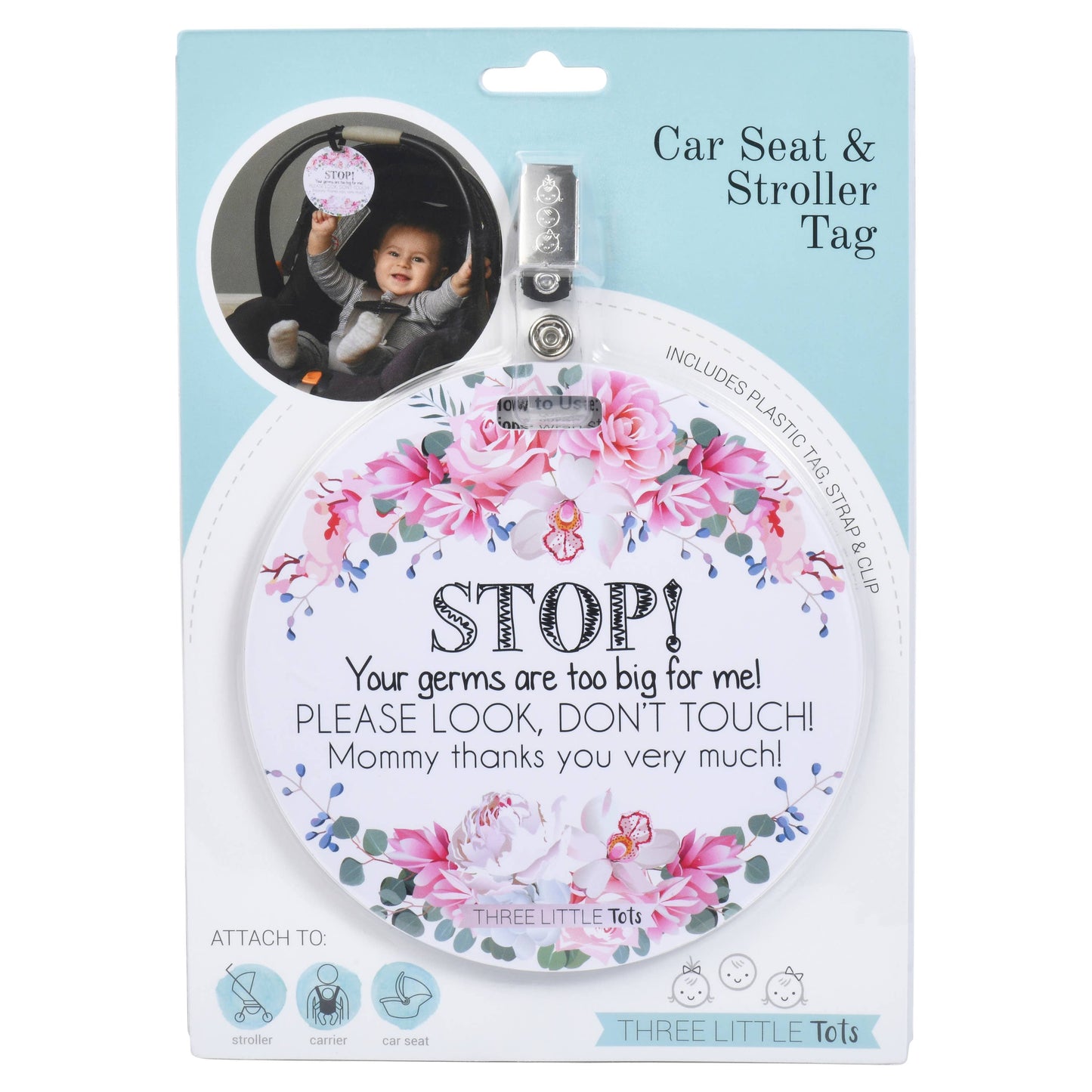 Flower No Touching Baby Car Seat and Stroller Tag