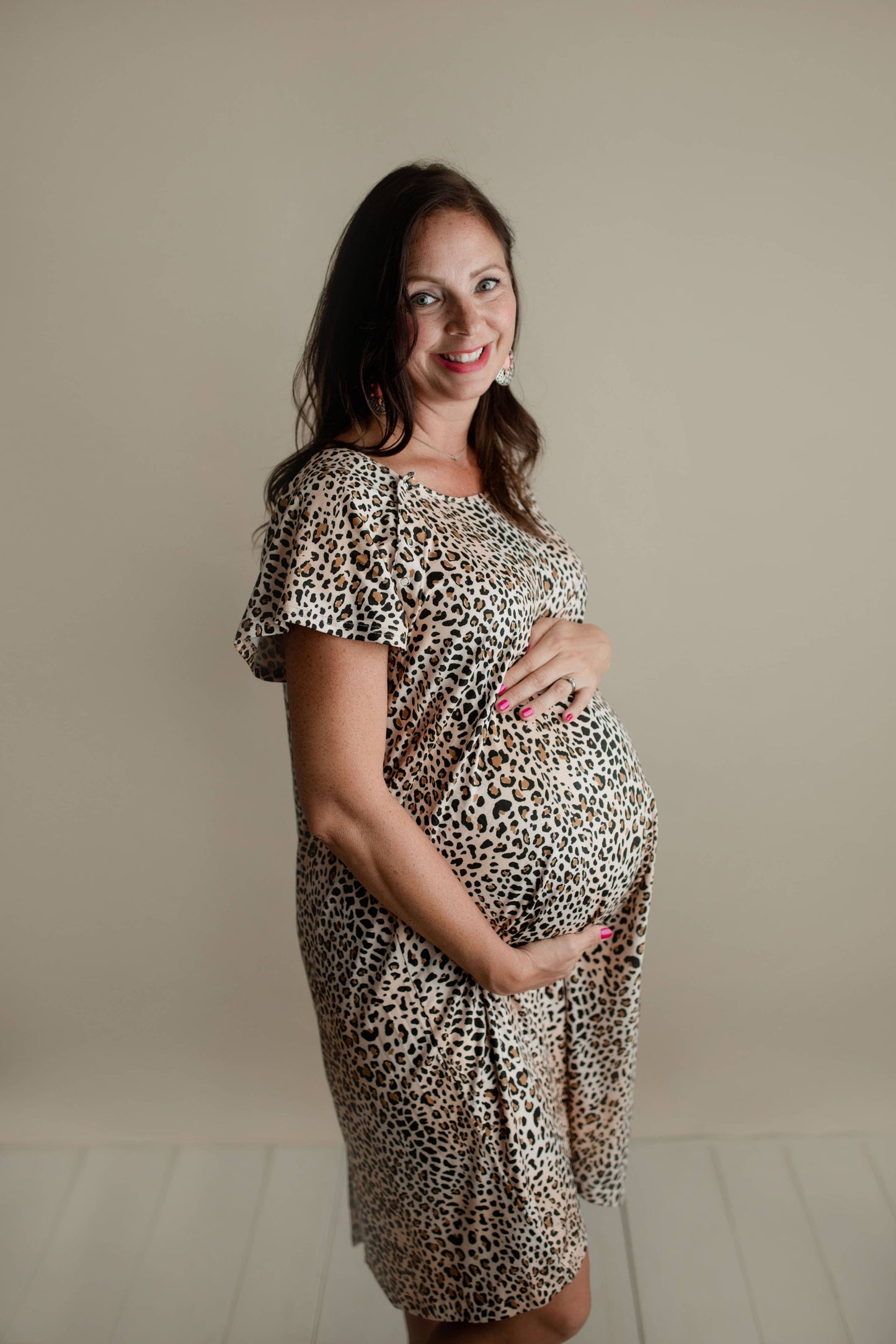 Leopard Maternity Mommy Labor and Delivery/ Nursing Gown