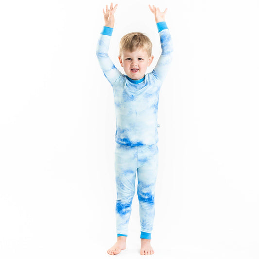 Blue Watercolor bamboo viscose two-piece pajama set