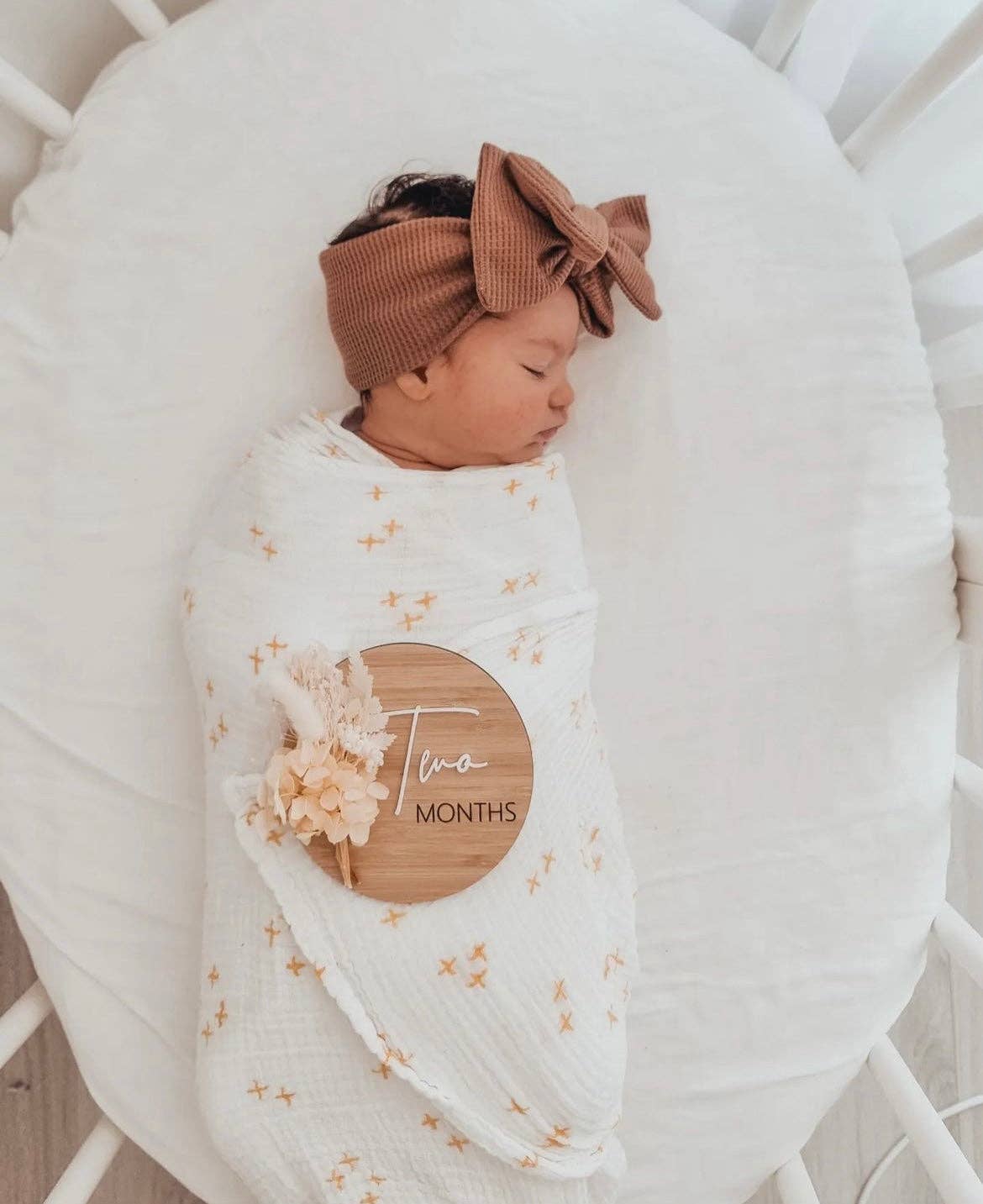 CHUNKY WAFFLE BOW HEADBAND - WALNUT