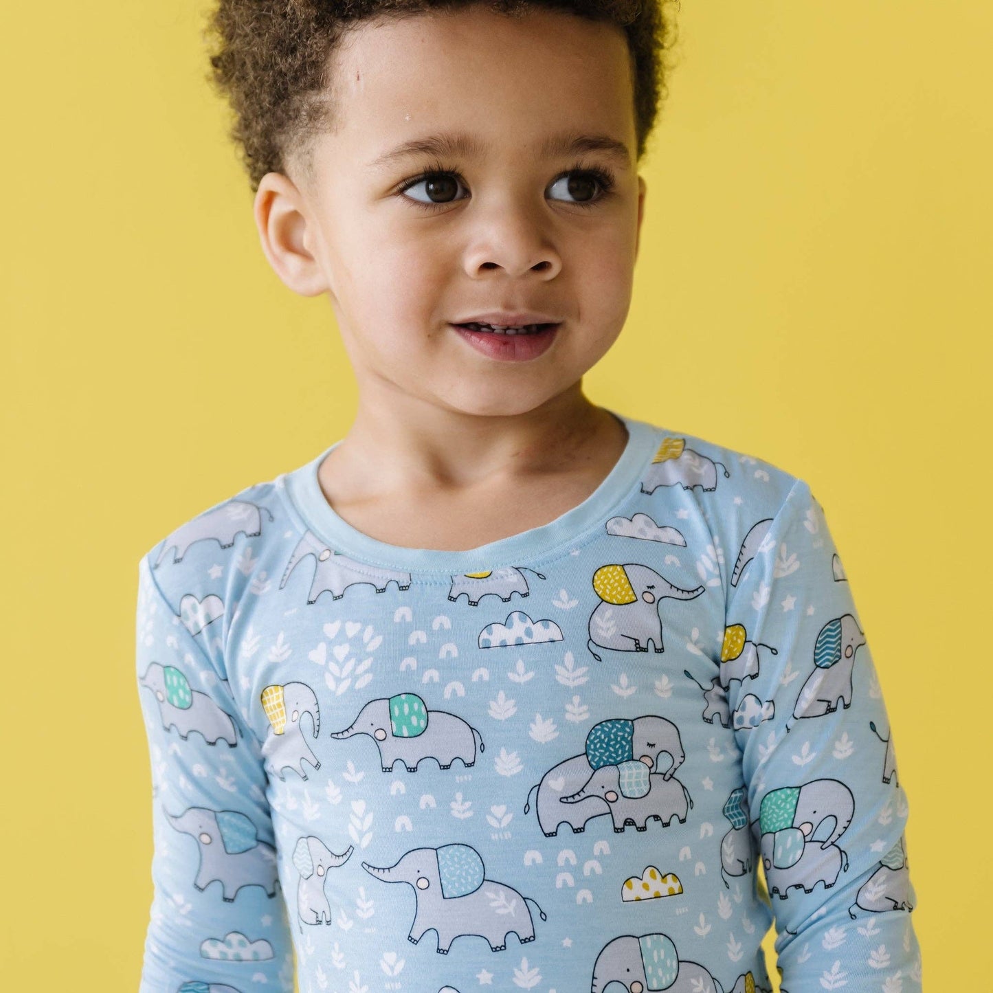 Blue Elephant Snuggles Two-Piece Bamboo Viscose Pajama Set