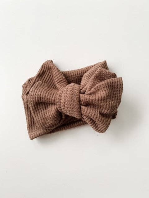 CHUNKY WAFFLE BOW HEADBAND - WALNUT