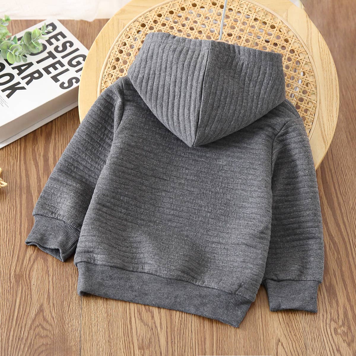 Toddler Boy/Girl Solid Color Textured Hoodie Sweatshirt