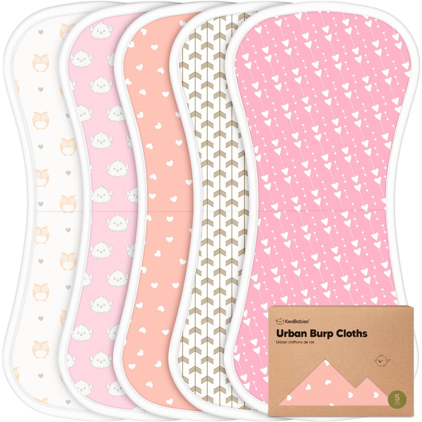 KeaBabies 5-Pack Urban Burp Cloths