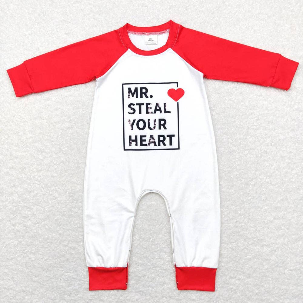 Baby Infant Boys Steal Hearts Valentines Long Sleeve Rompers