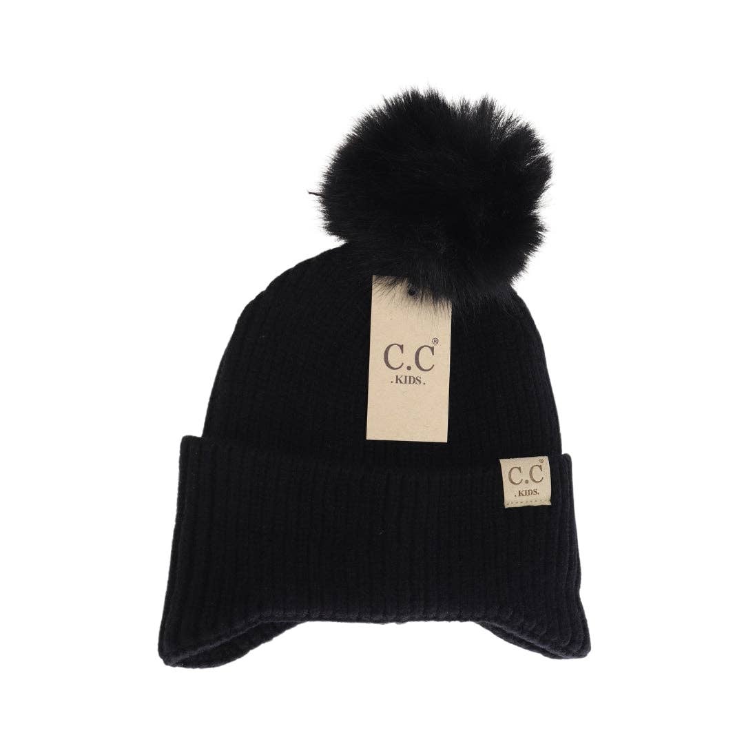 KIDS Ear Flap Double Pom C.C Beanie KDHTC0078