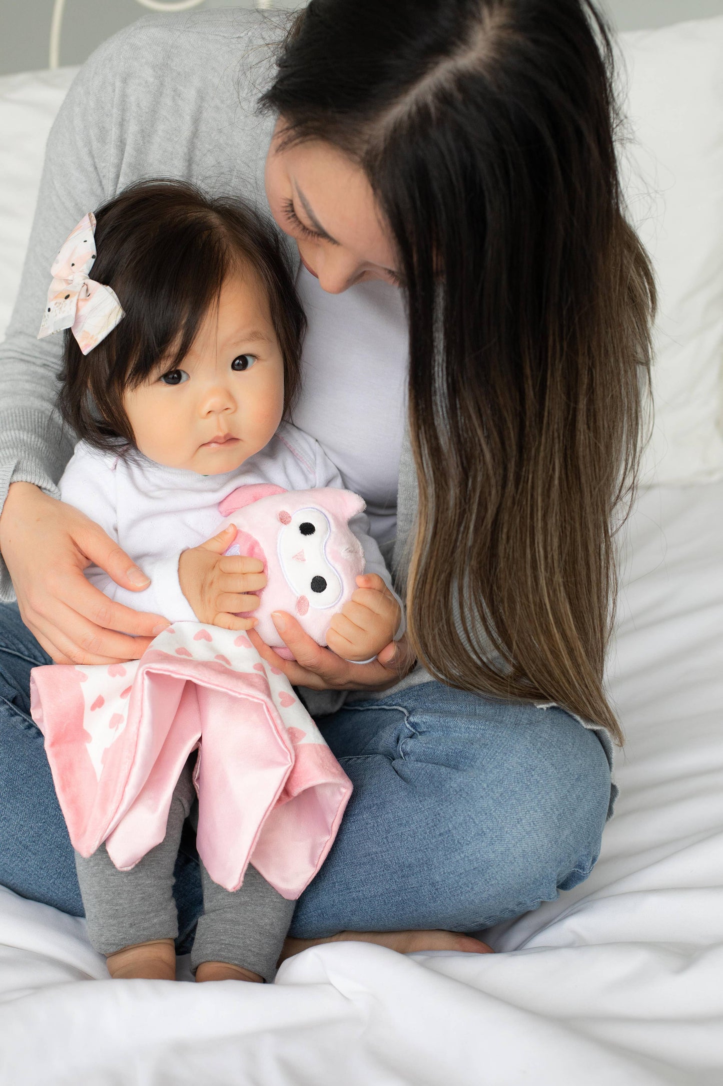 Owl Lovey Blanket, Baby Blanket Pink