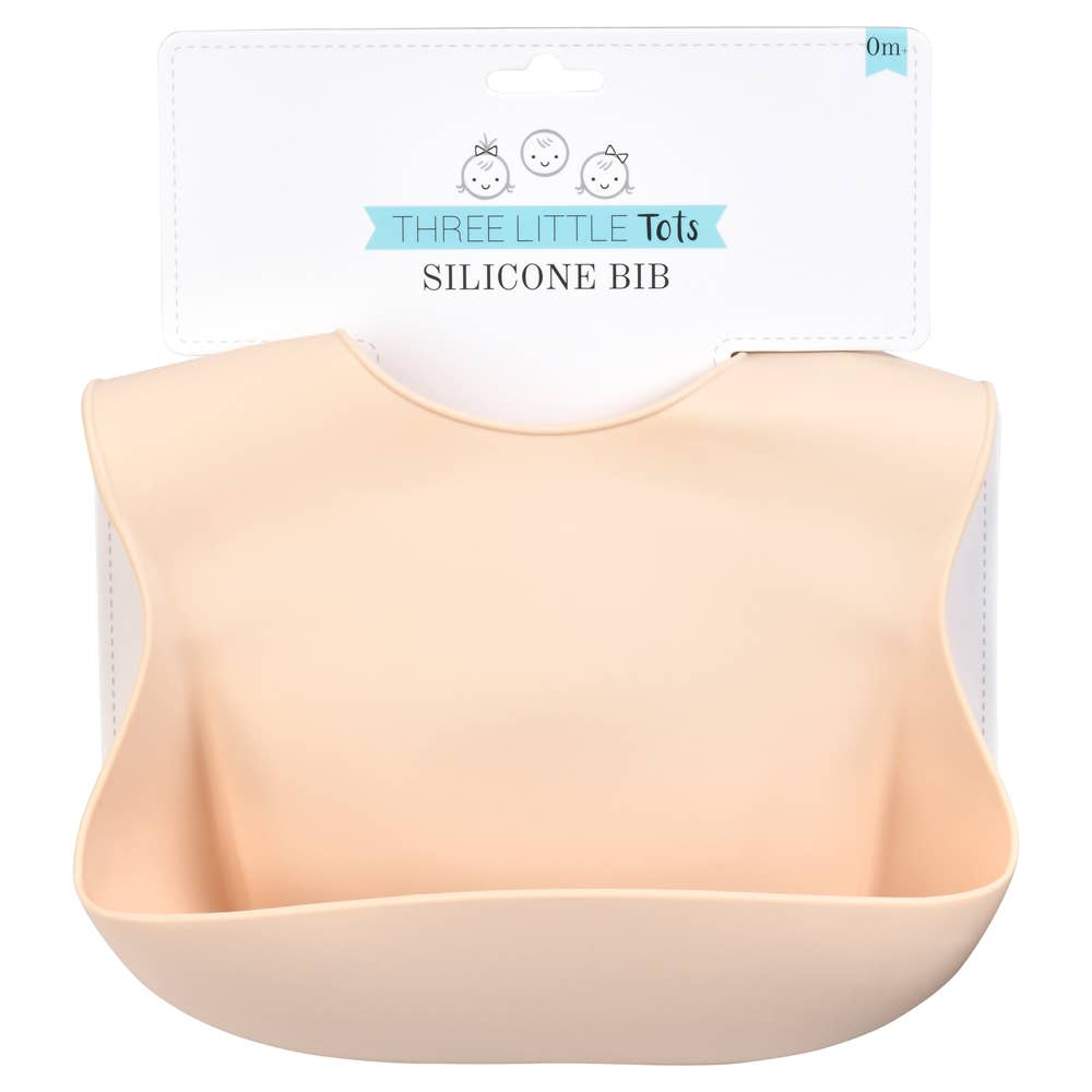 Sugar Cookie Tan Print Silicone Bib with Crumb Catcher