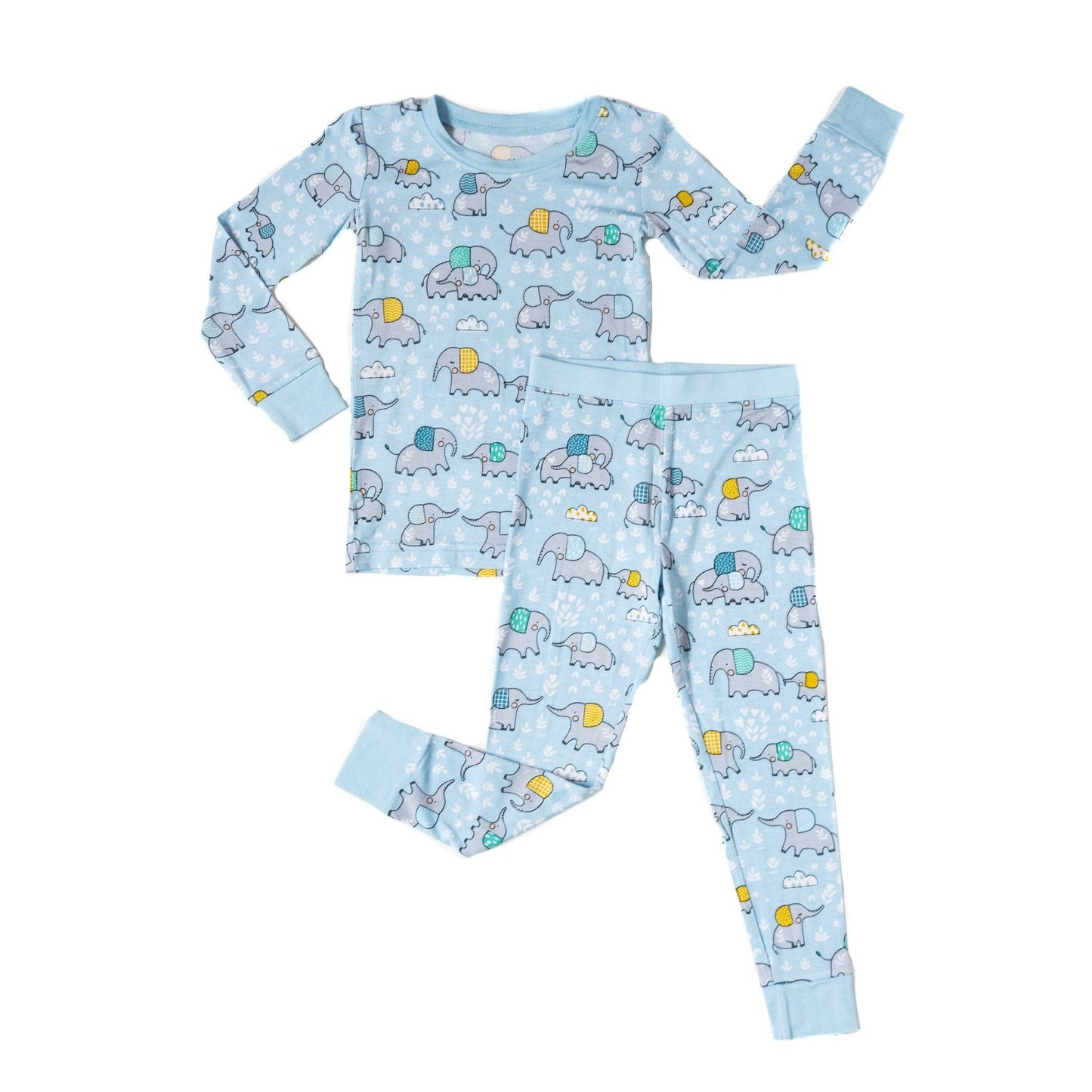 Blue Elephant Snuggles Two-Piece Bamboo Viscose Pajama Set