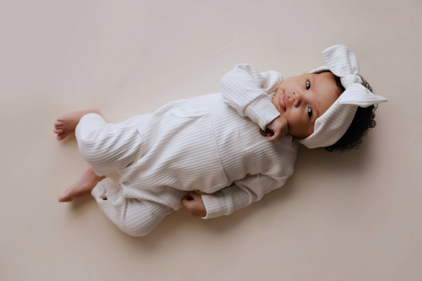 Baby Ribbed Playsuit with Pockets and Bow