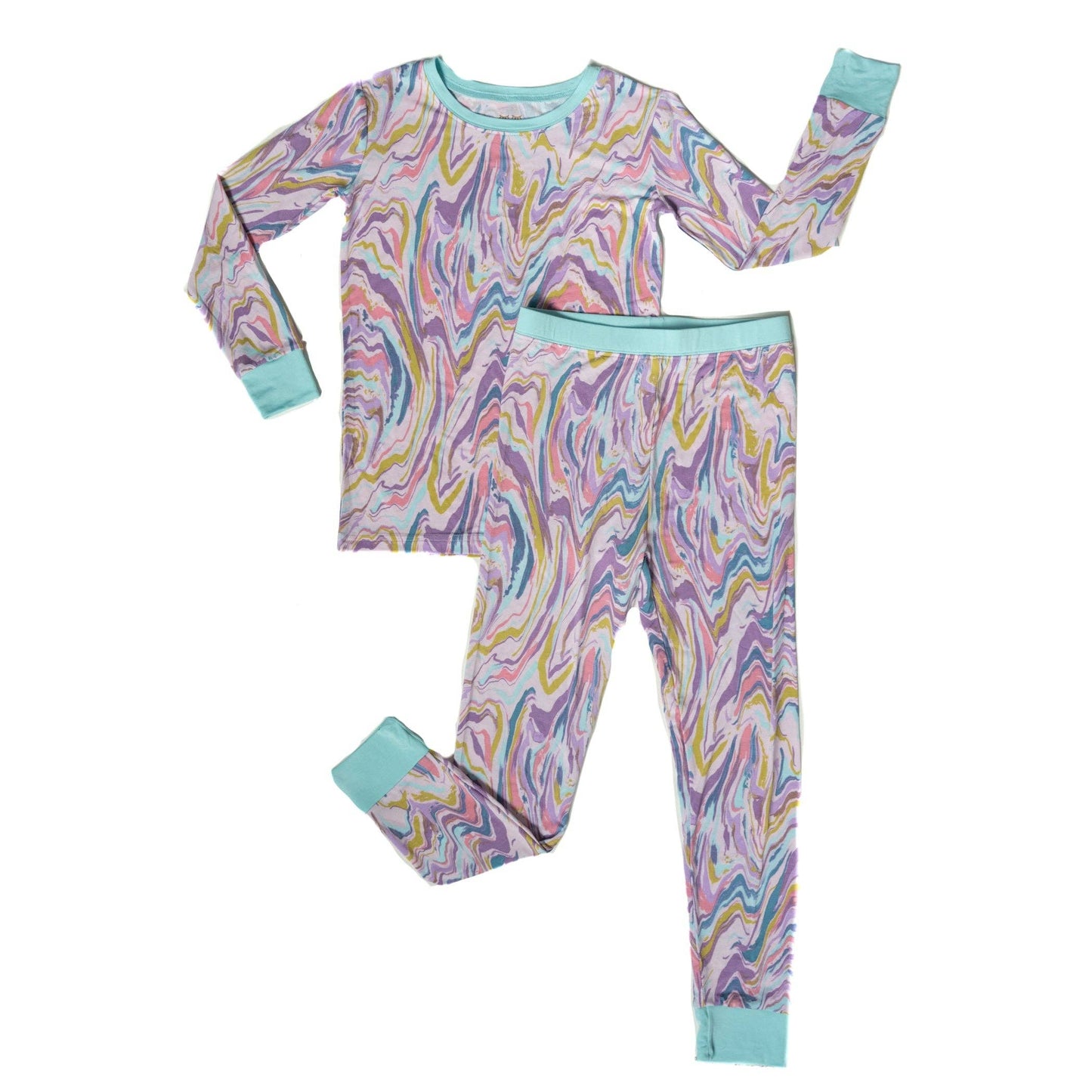 Pink Marble Swirl Two-Piece Bamboo Viscose Pajama Set