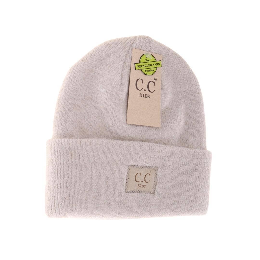 Kids' Soft Ribbed Leather Patch C.C. Beanie