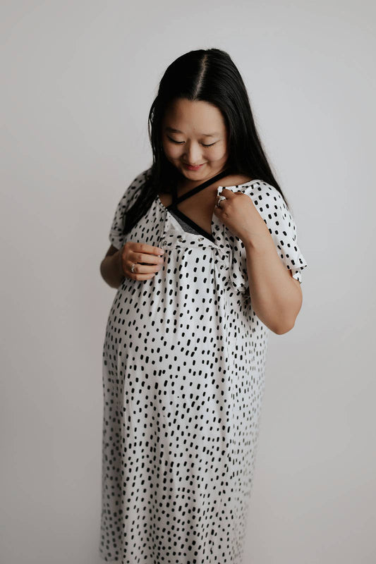 Dot Maternity Mommy Labor and Delivery/ Nursing Gown